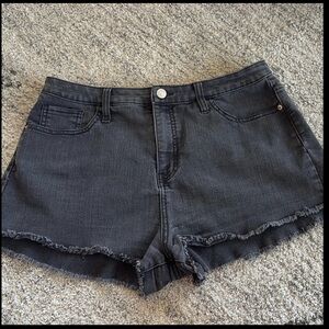 Washed Black Denim Shorts